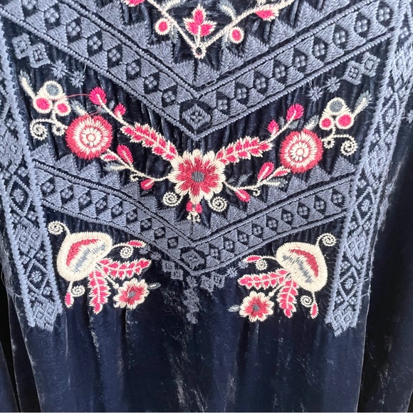 Johnny Was Tunic Embroidered Burnout Velvet Silk-Blend Asym Hem Long Sleeve XL - Picture 6 of 13